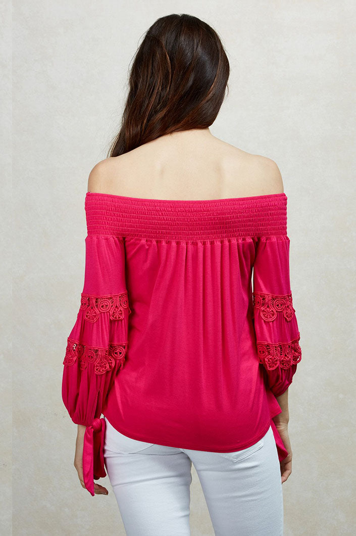 KARISSA OFF SHOULDER TOP (Fuschia)-VT1719