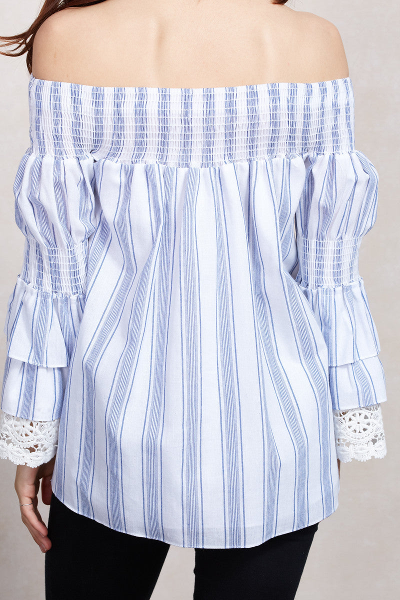 ENISSA OFF SHOULDER TOP (BLUE)-VT1803