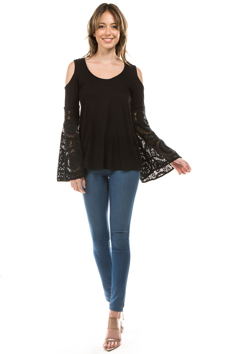 NATASHA COLD SHOULDER TOP (BLACK)-VT1820