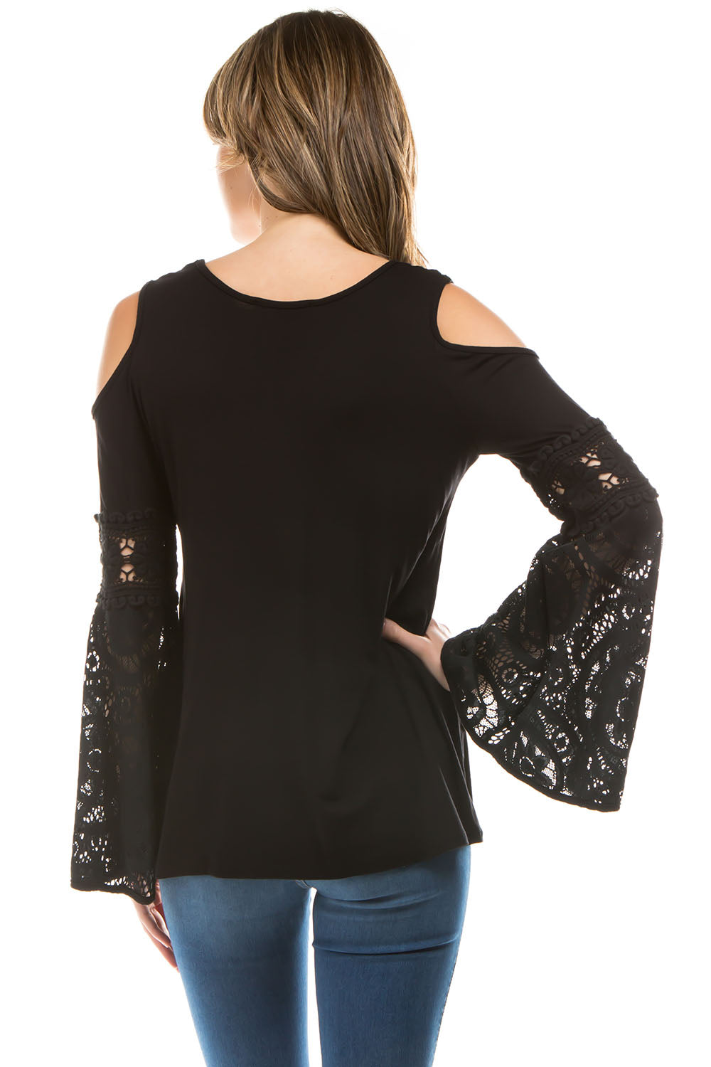 NATASHA COLD SHOULDER TOP (BLACK)-VT1820