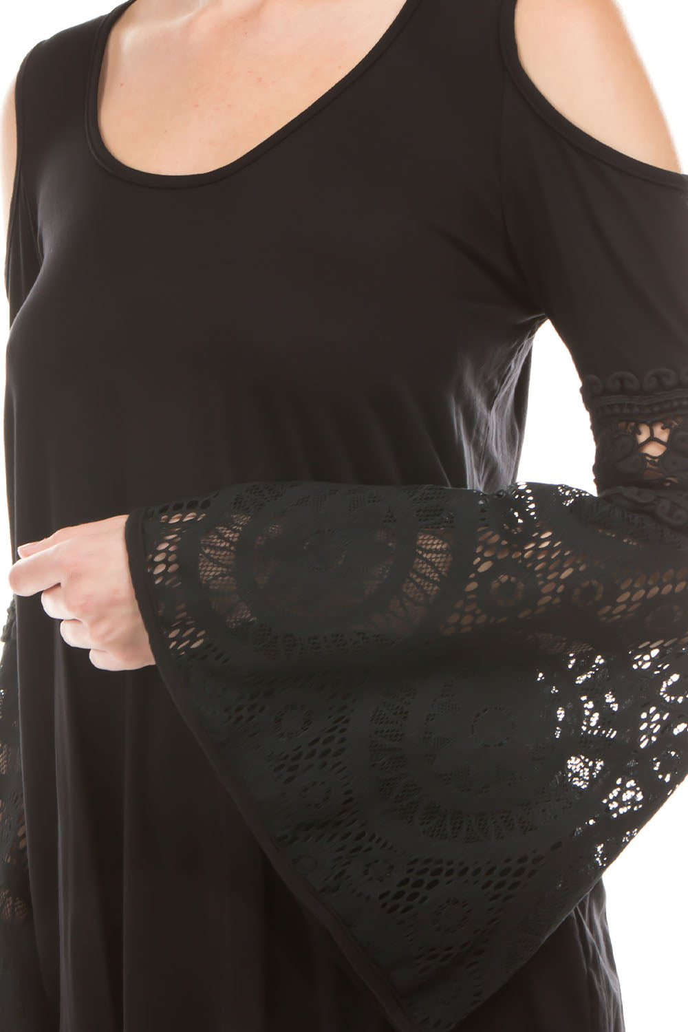 NATASHA COLD SHOULDER TOP (BLACK)-VT1820