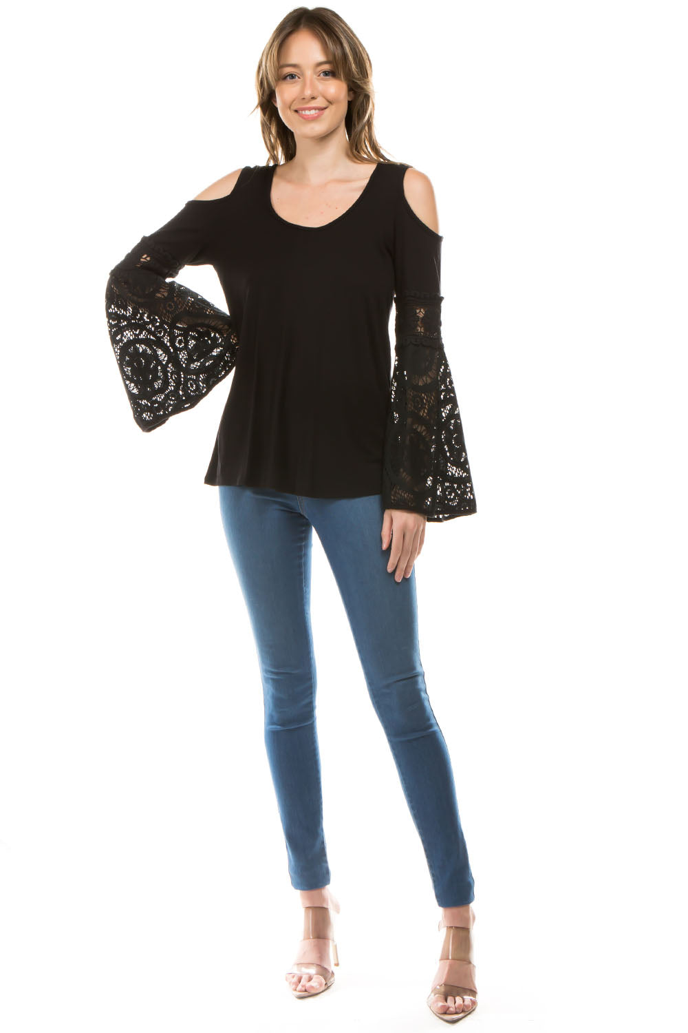 NATASHA COLD SHOULDER TOP (BLACK)-VT1820