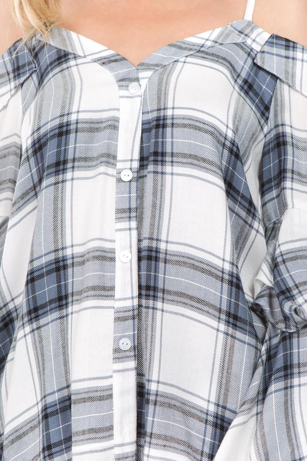 BUBBLY PLAID TOP (BLUE MULTI)-VT1856