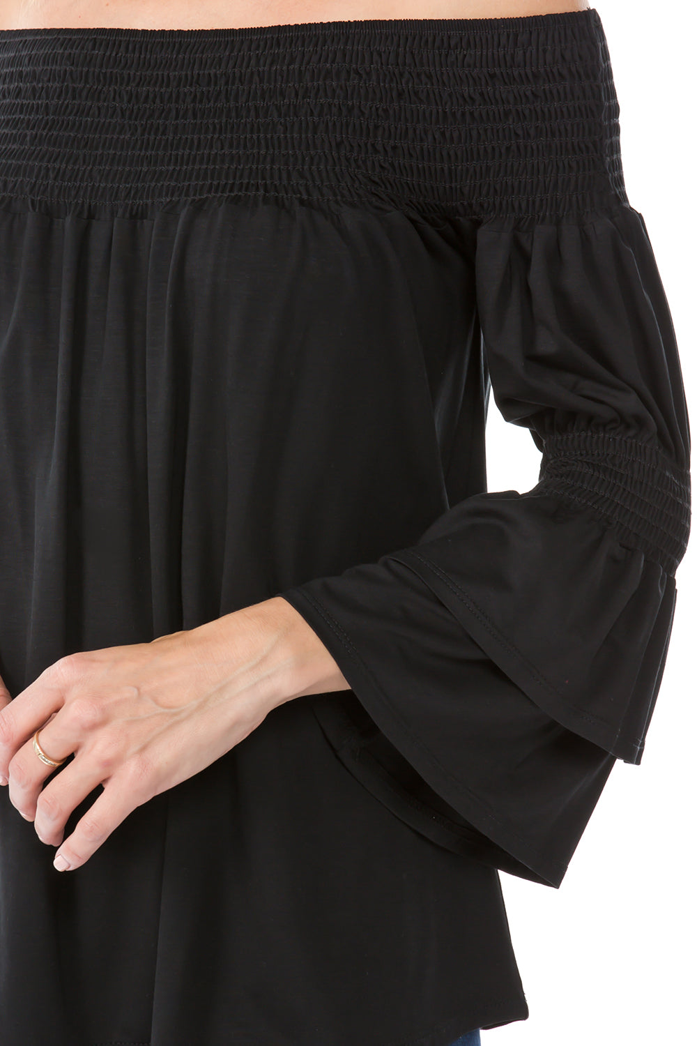 DAISY OFF SHOULDER TOP (BLACK)- VT1884