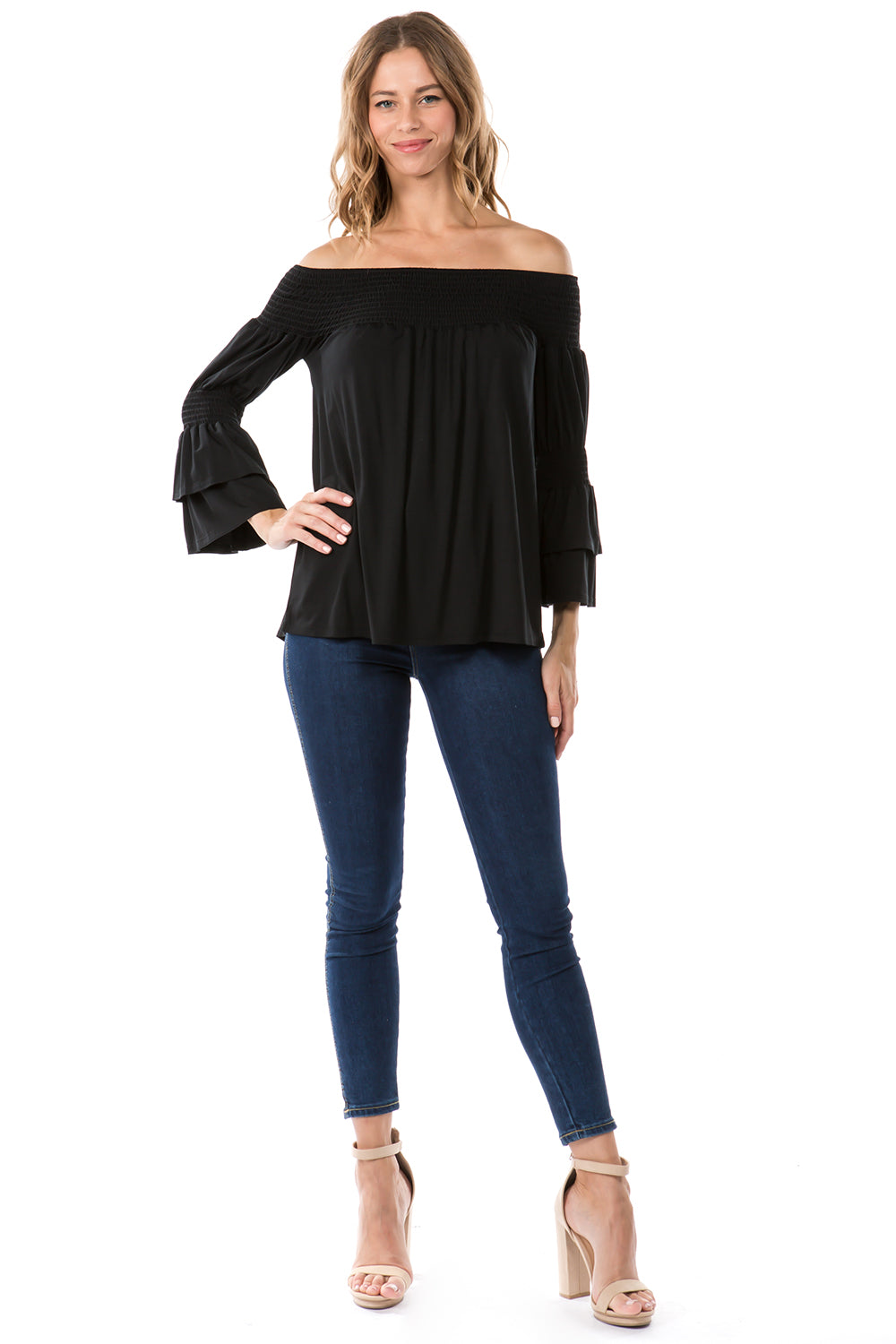 DAISY OFF SHOULDER TOP (BLACK)- VT1884