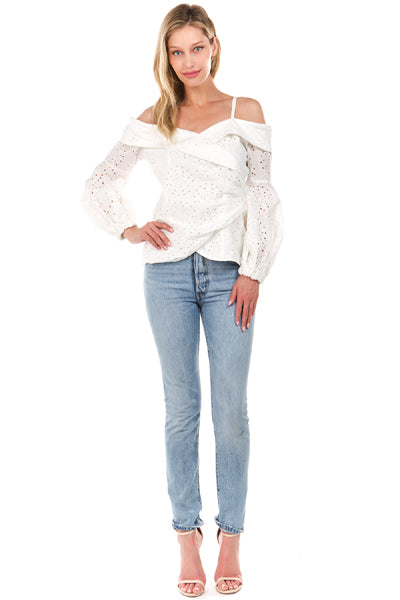 ALANA OFF SHOULDER TOP (White)- VT2078