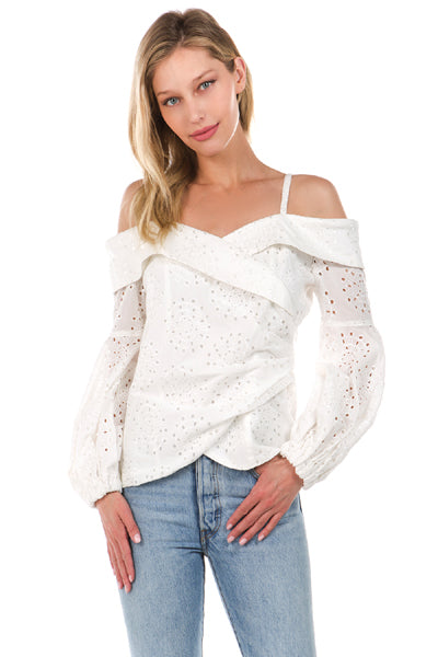 ALANA OFF SHOULDER TOP (White)- VT2078