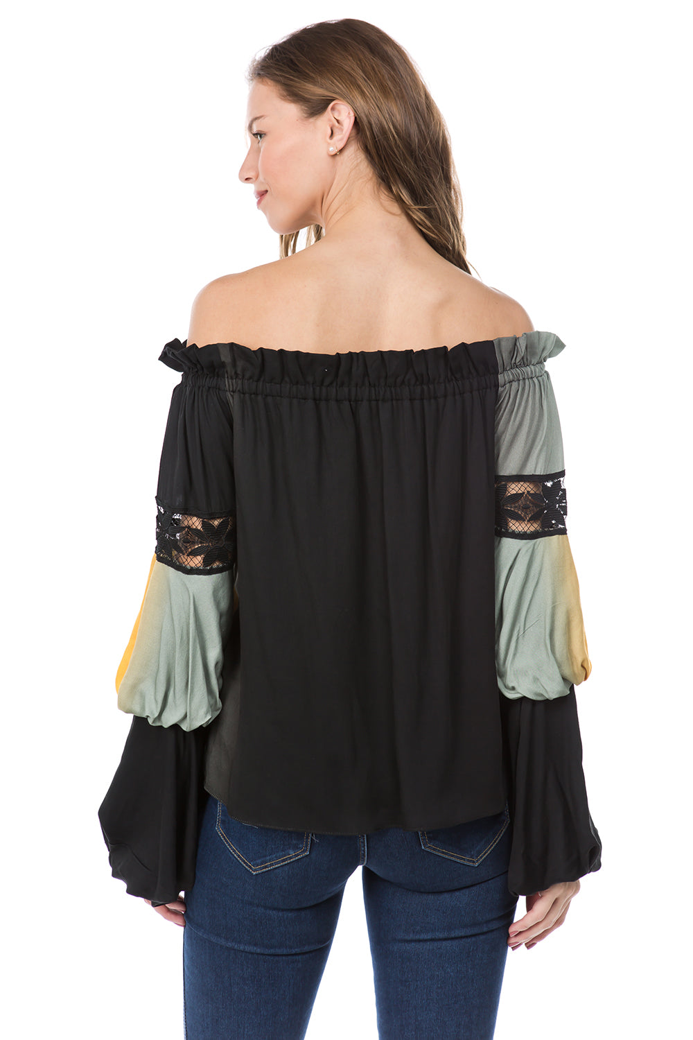 OMBRE OFF SHOULDER TOP (BLACK MULTI)- VT2141OM