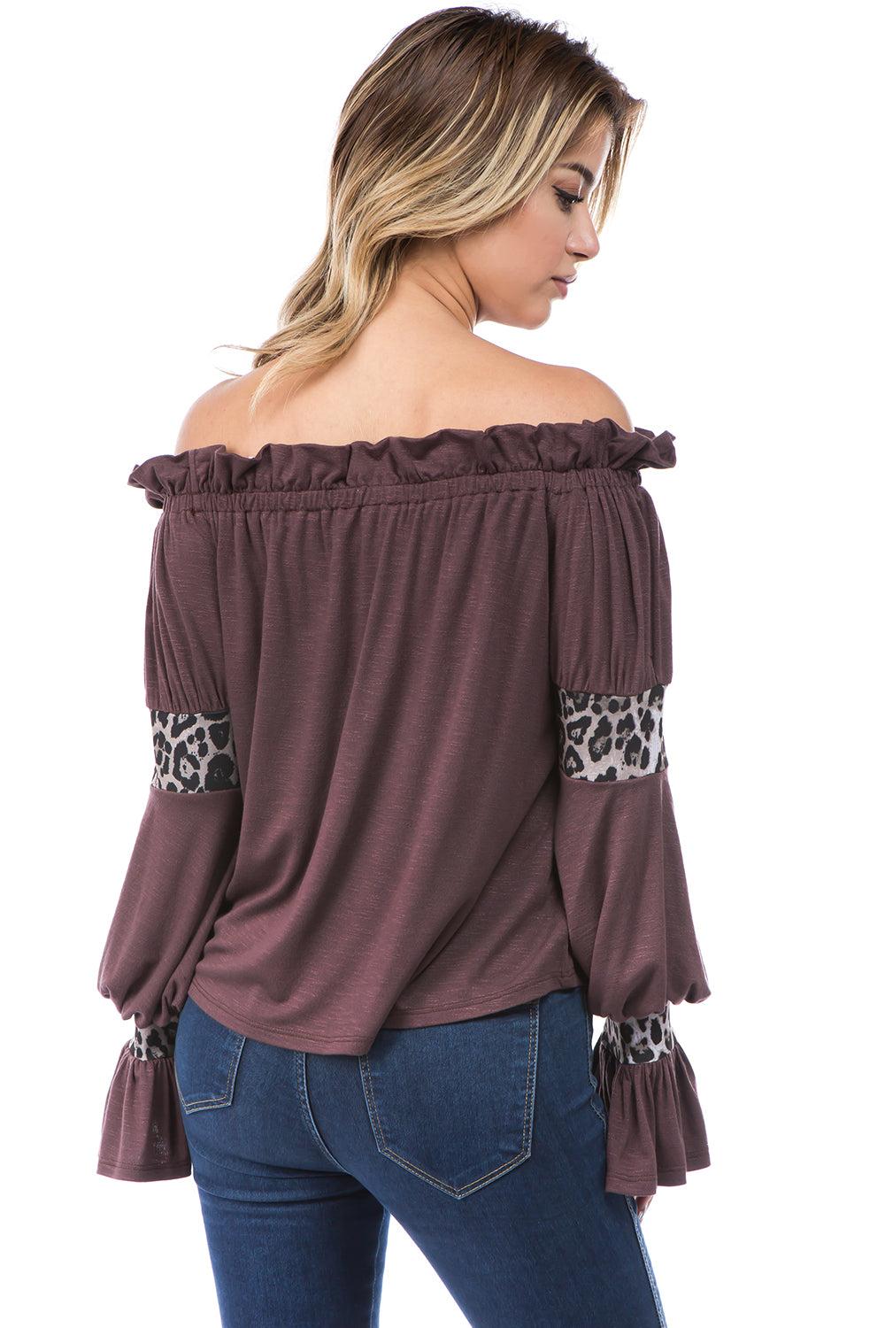 ASTRID OFF SHOULDER TOP (BROWN)- VT2166A