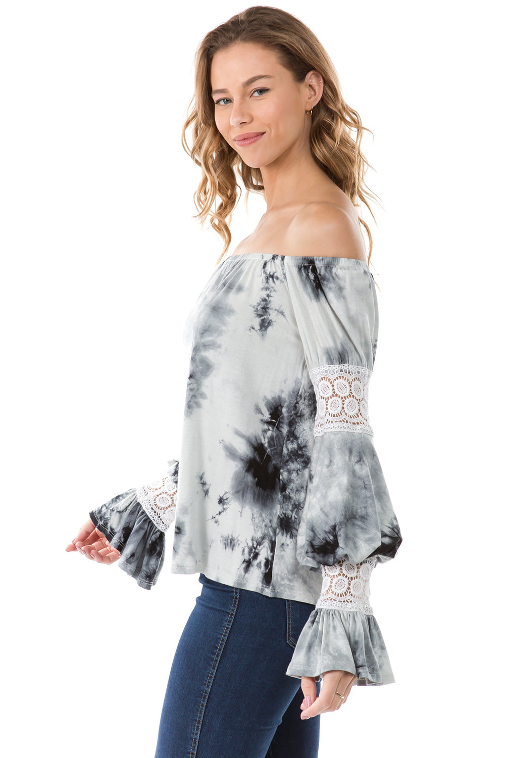 ASTRID OFF SHOULDER TOP (GREY)- VT2166T