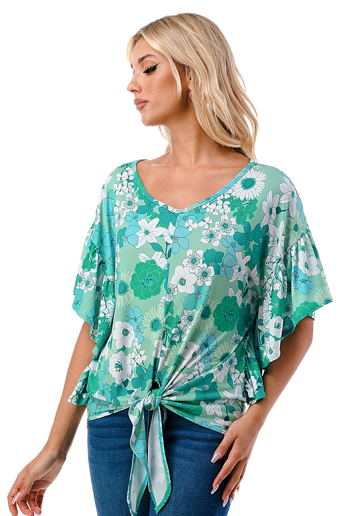 AYLA TOP (GREEN FLORAL)- VT2208