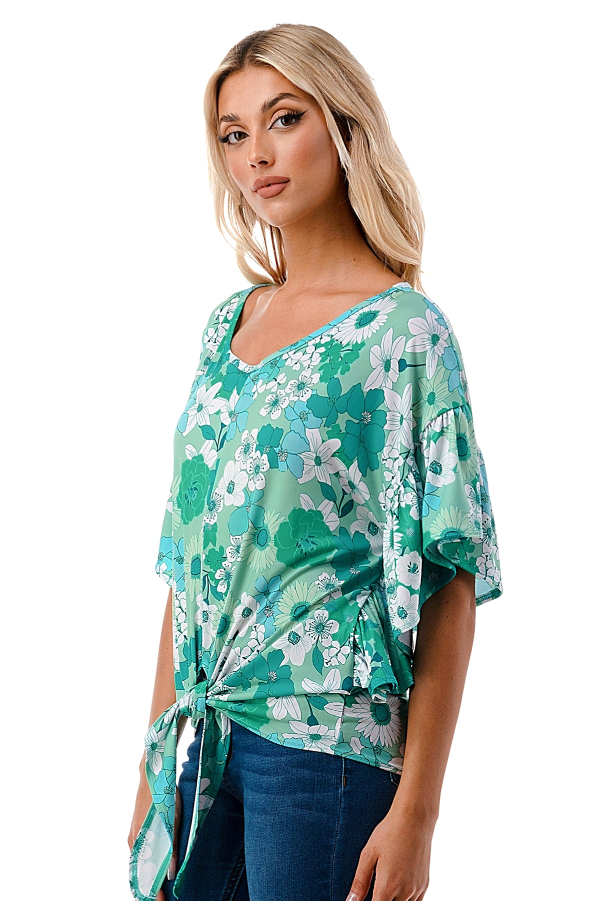 AYLA TOP (GREEN FLORAL)- VT2208