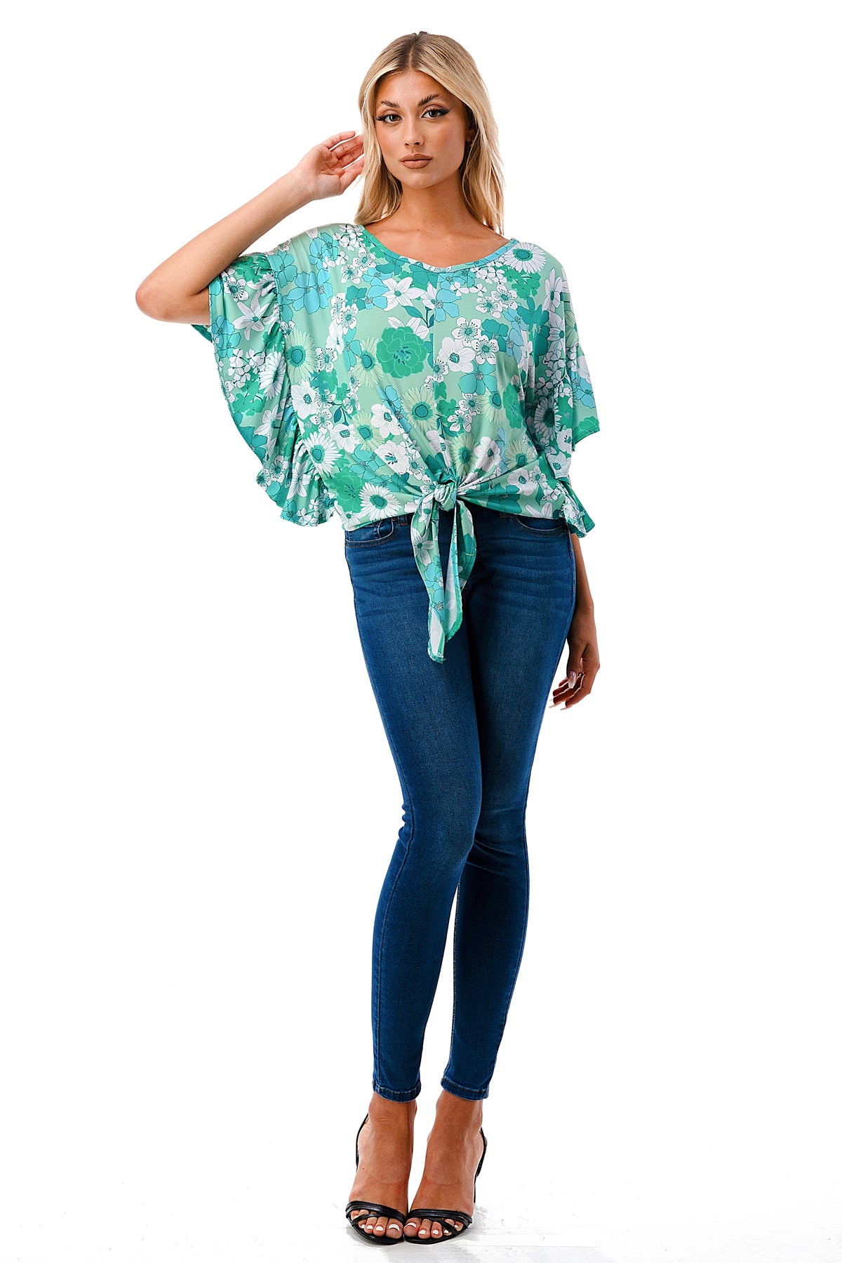 AYLA TOP (GREEN FLORAL)- VT2208