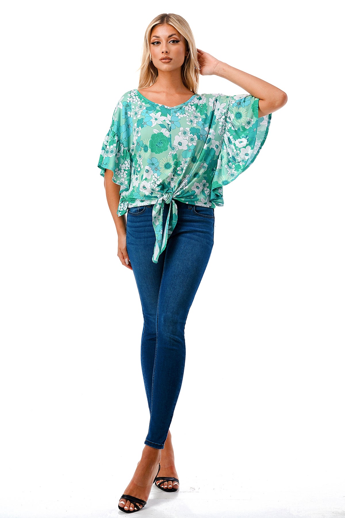 AYLA TOP (GREEN FLORAL)- VT2208