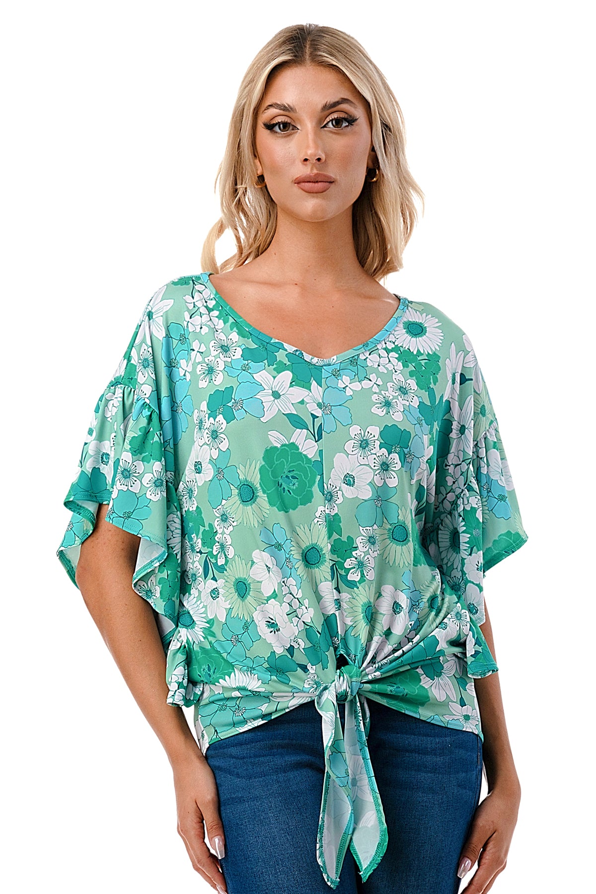 AYLA TOP (GREEN FLORAL)- VT2208