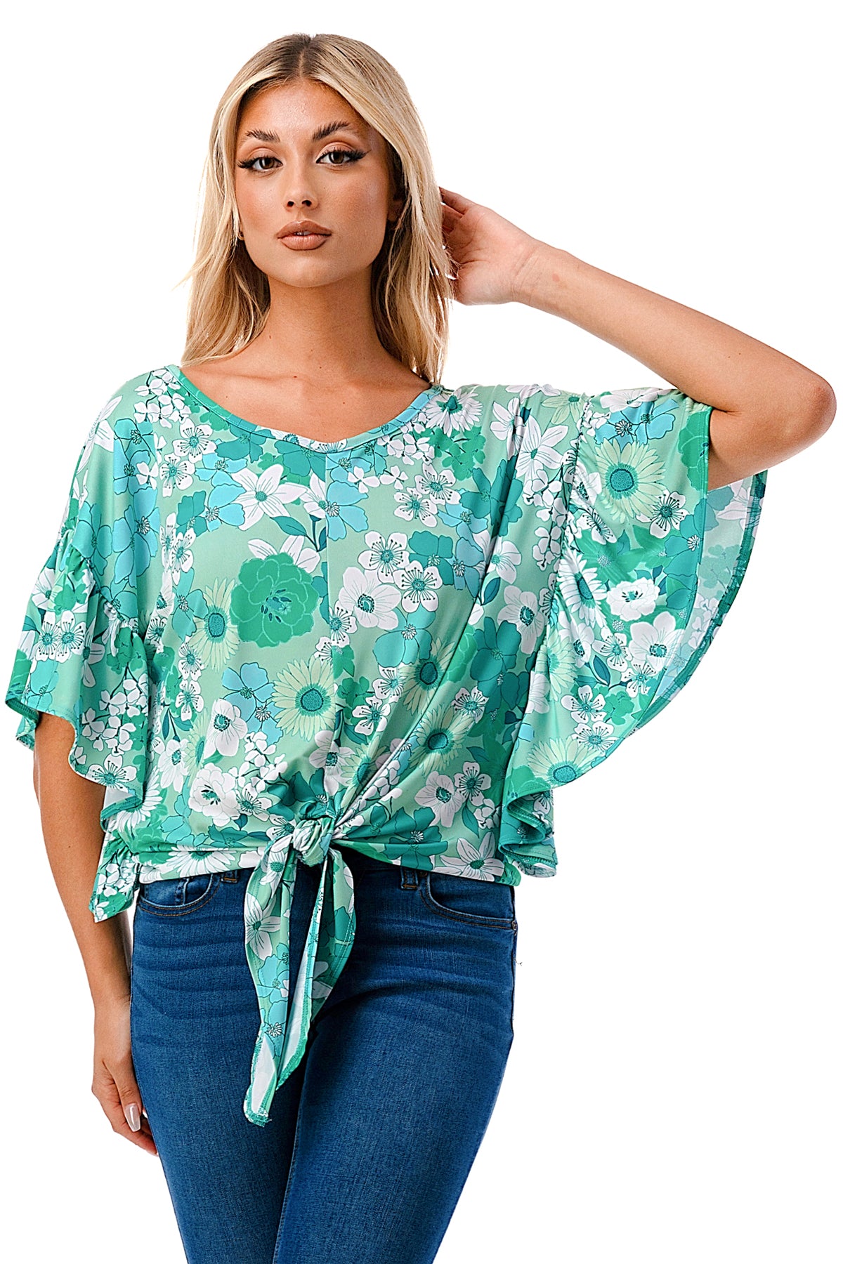 AYLA TOP (GREEN FLORAL)- VT2208
