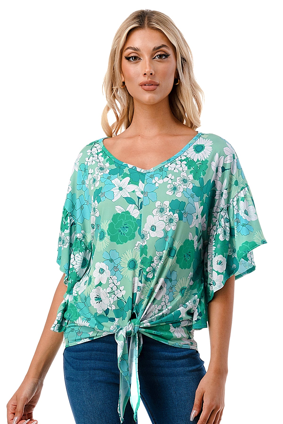 AYLA TOP (GREEN FLORAL)- VT2208