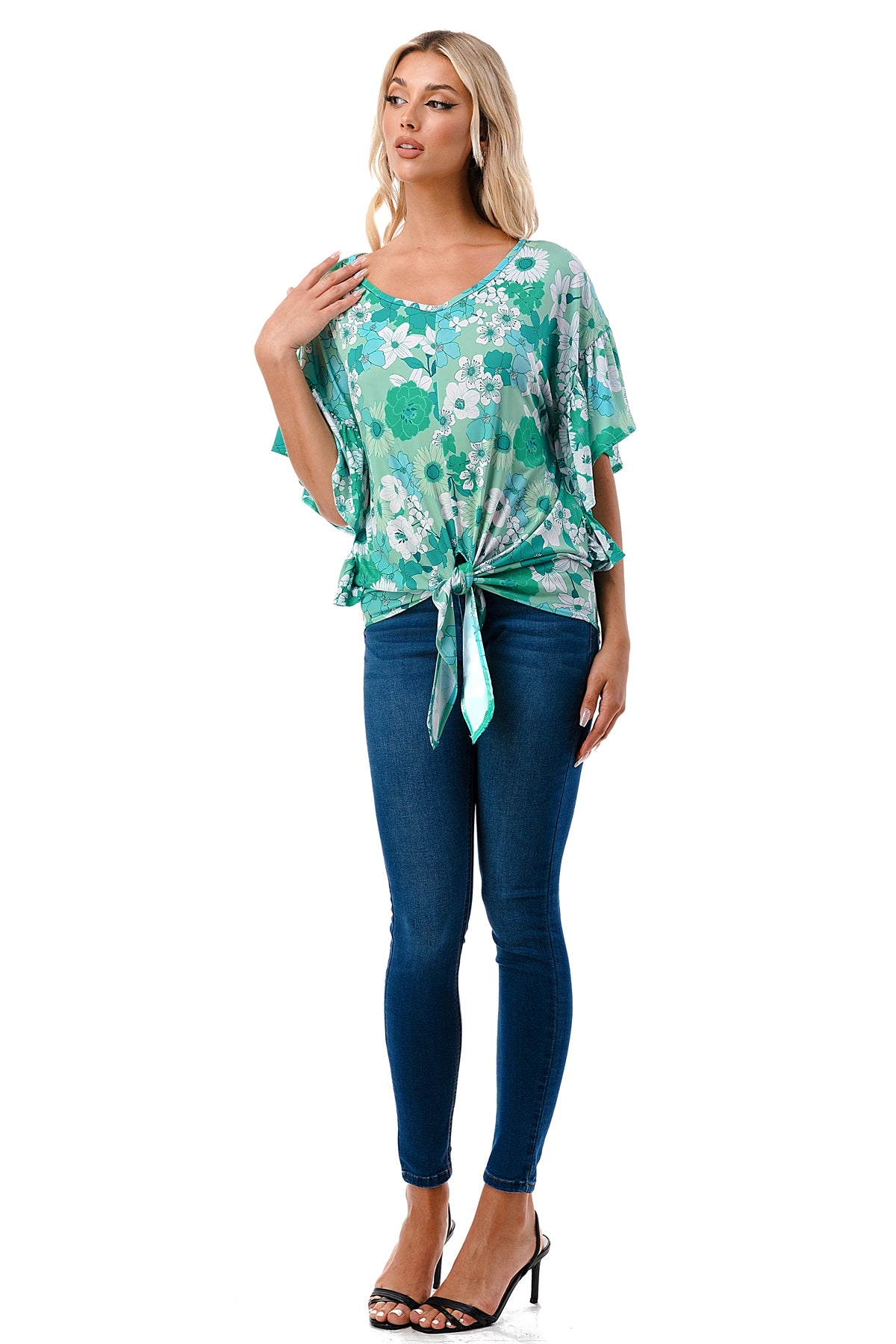 AYLA TOP (GREEN FLORAL)- VT2208