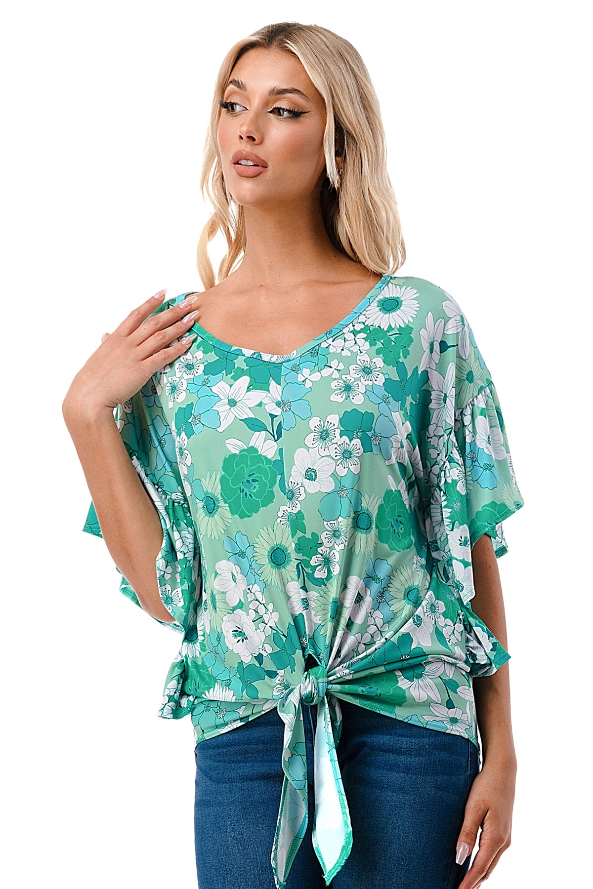 AYLA TOP (GREEN FLORAL)- VT2208