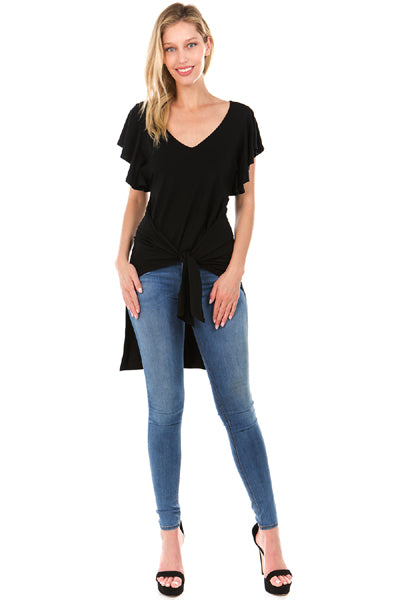 BROOKLYN WAIST-TIE TOP (Black)- VT2216