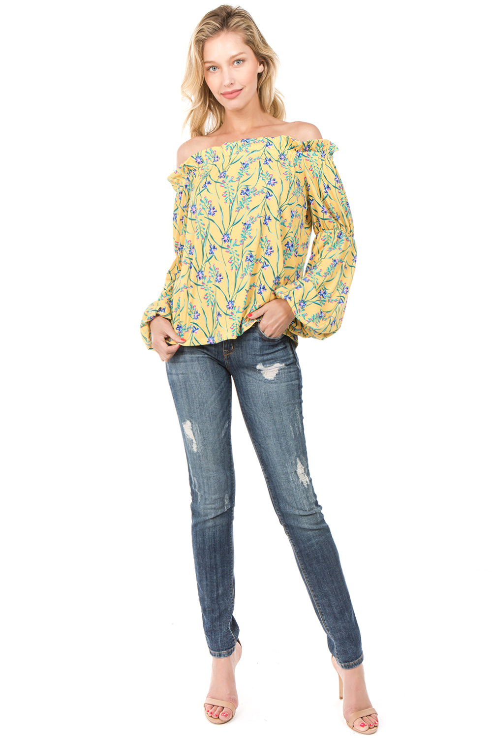POPPY OFF SHOULDER TOP (Yellow)- VT2232