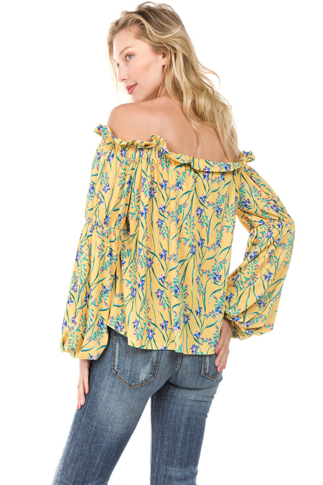 POPPY OFF SHOULDER TOP (Yellow)- VT2232