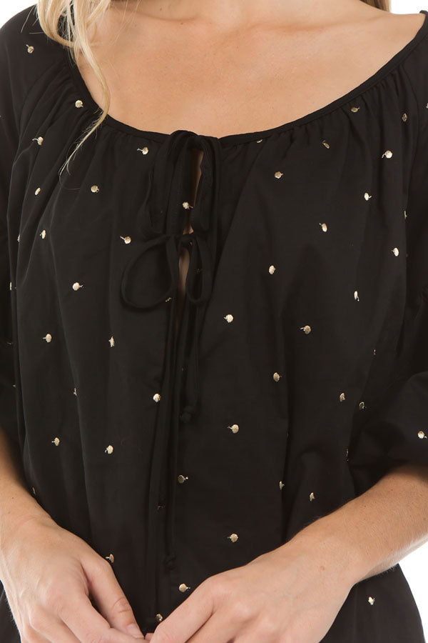 ESTRELLA BUBBLE SLEEVE TOP (Black)- VT2267