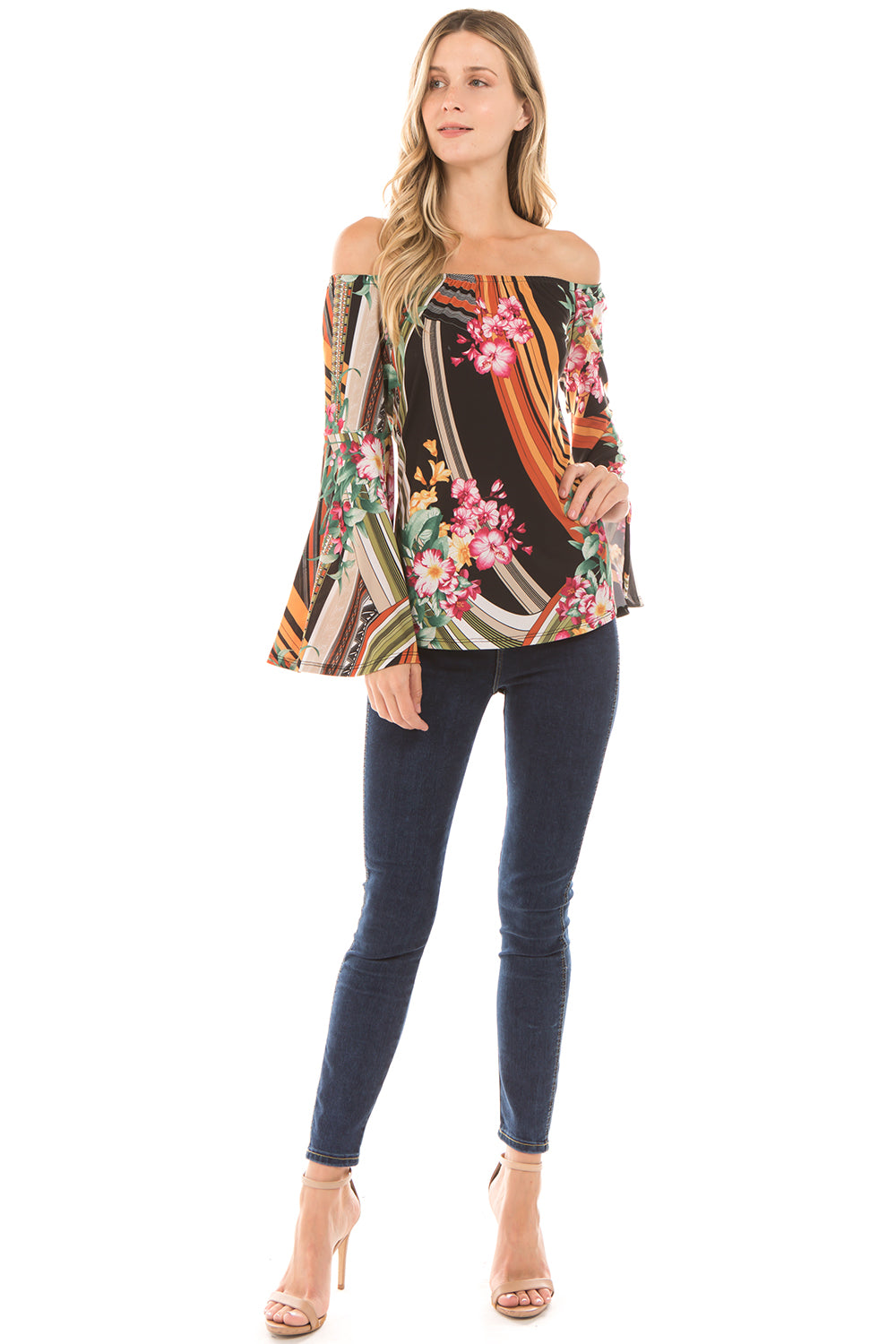 CAIA BELL SLEEVE TOP (MULTI)-VT2281