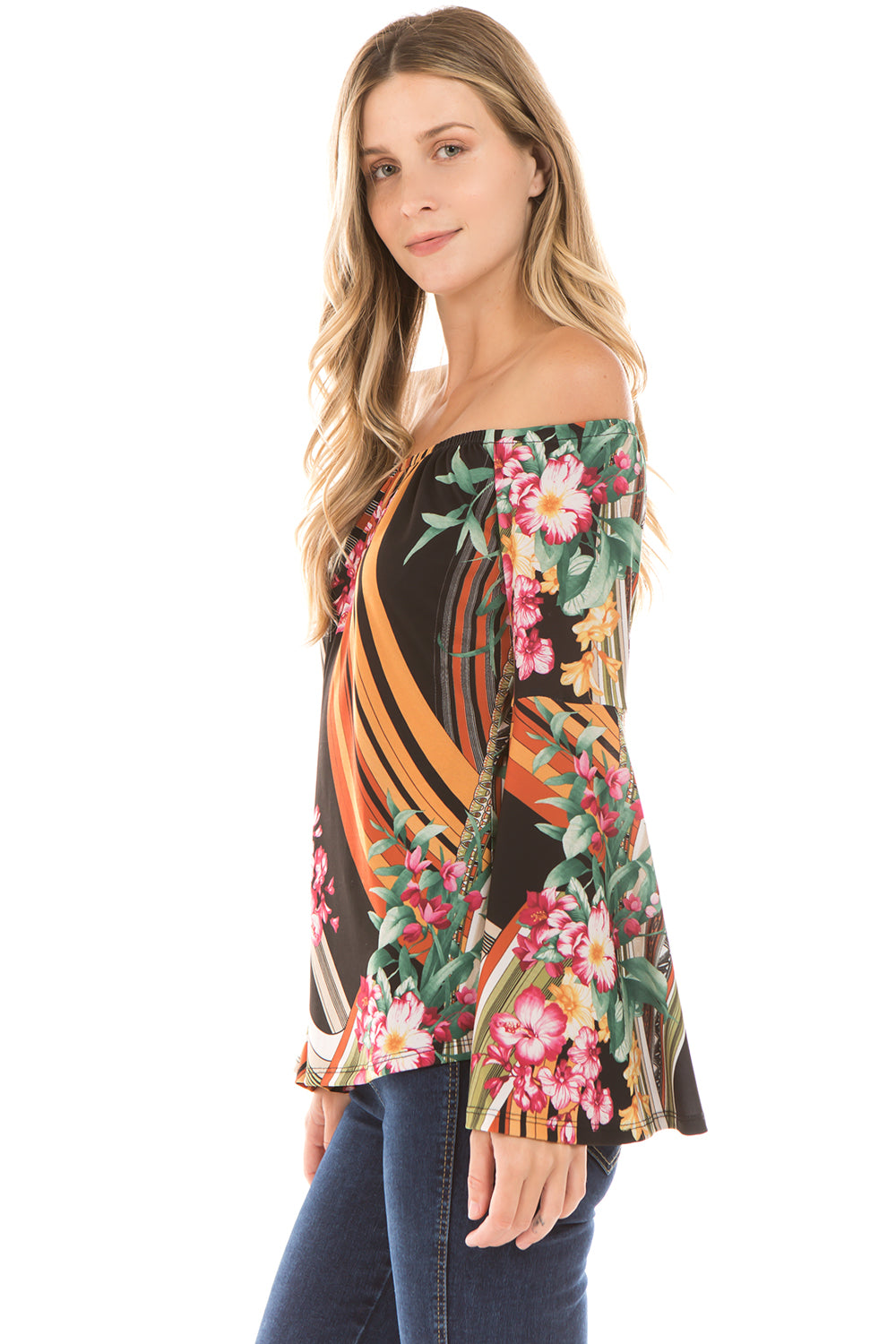 CAIA BELL SLEEVE TOP (MULTI)-VT2281