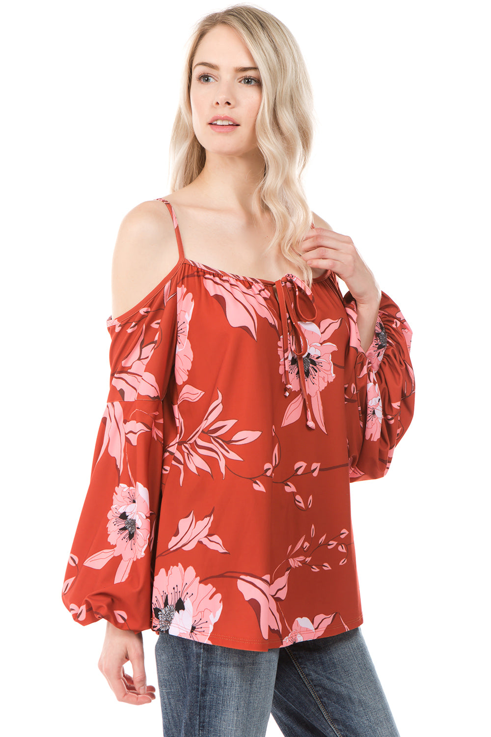 MAREN OPEN SHOULDER TOP (Wine)- VT2287