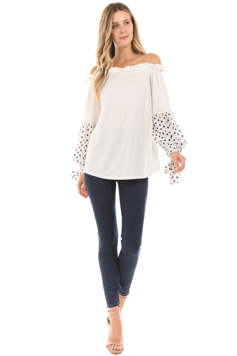 CLARA BUBBLE SLEEVE TOP (IVORY)- VT2292