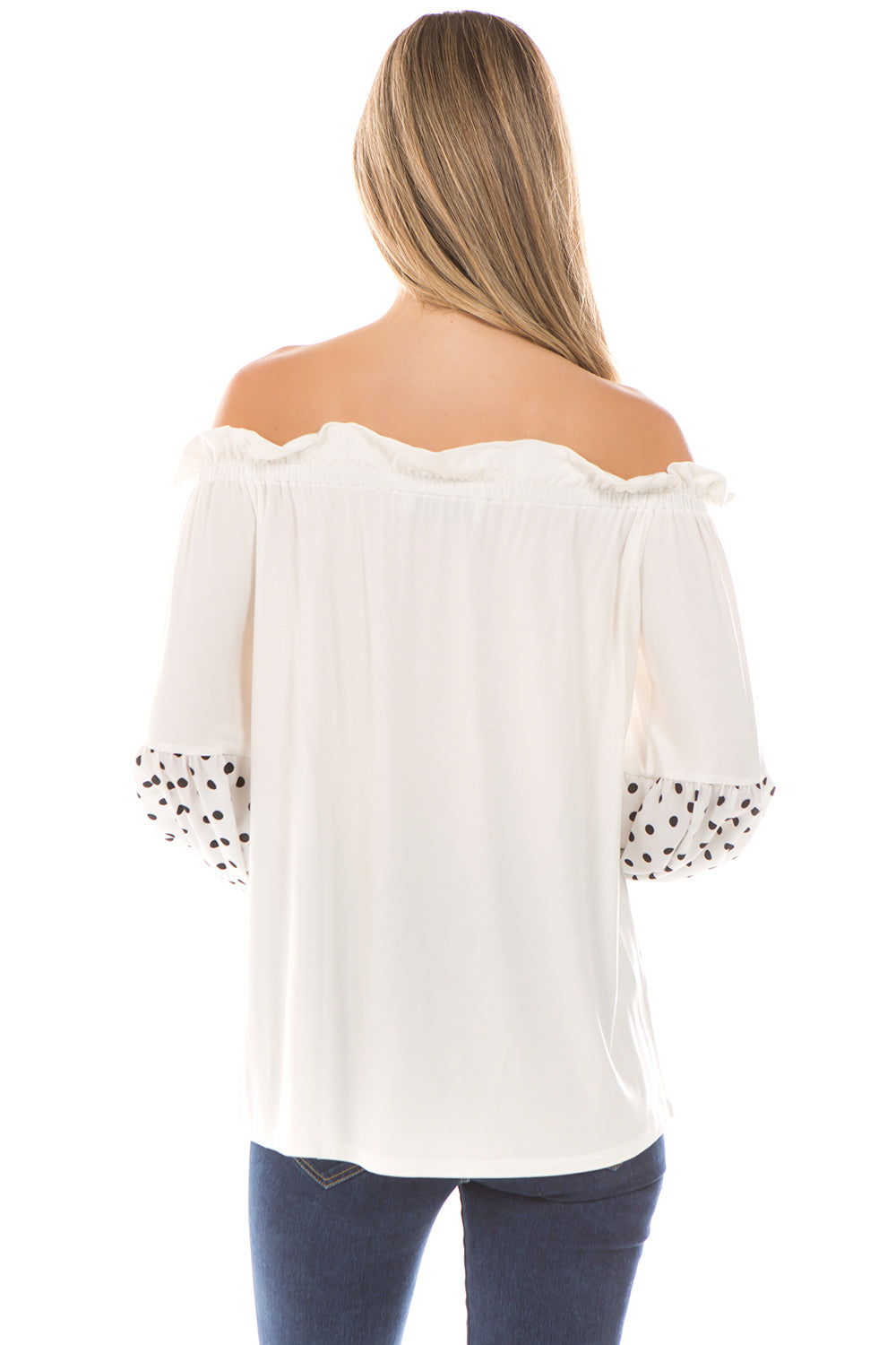CLARA BUBBLE SLEEVE TOP (IVORY)- VT2292