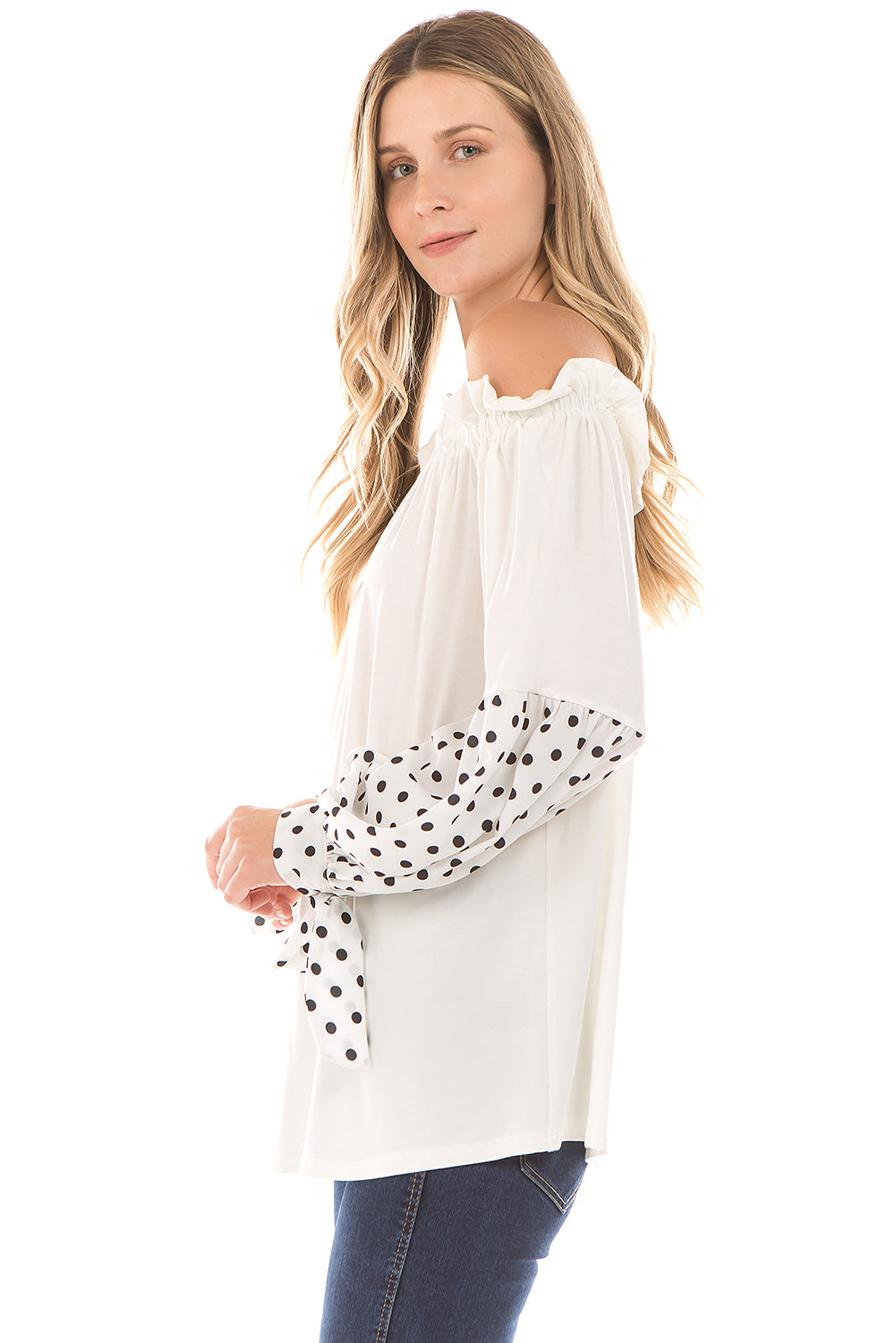 CLARA BUBBLE SLEEVE TOP (IVORY)- VT2292