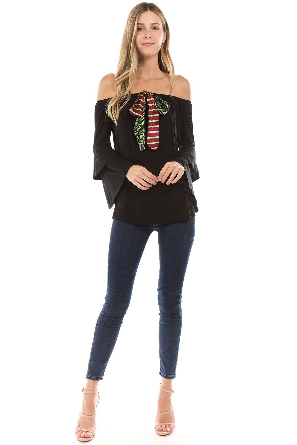 ZELDA BELL SLEEVE TOP (BLACK)- VT2300