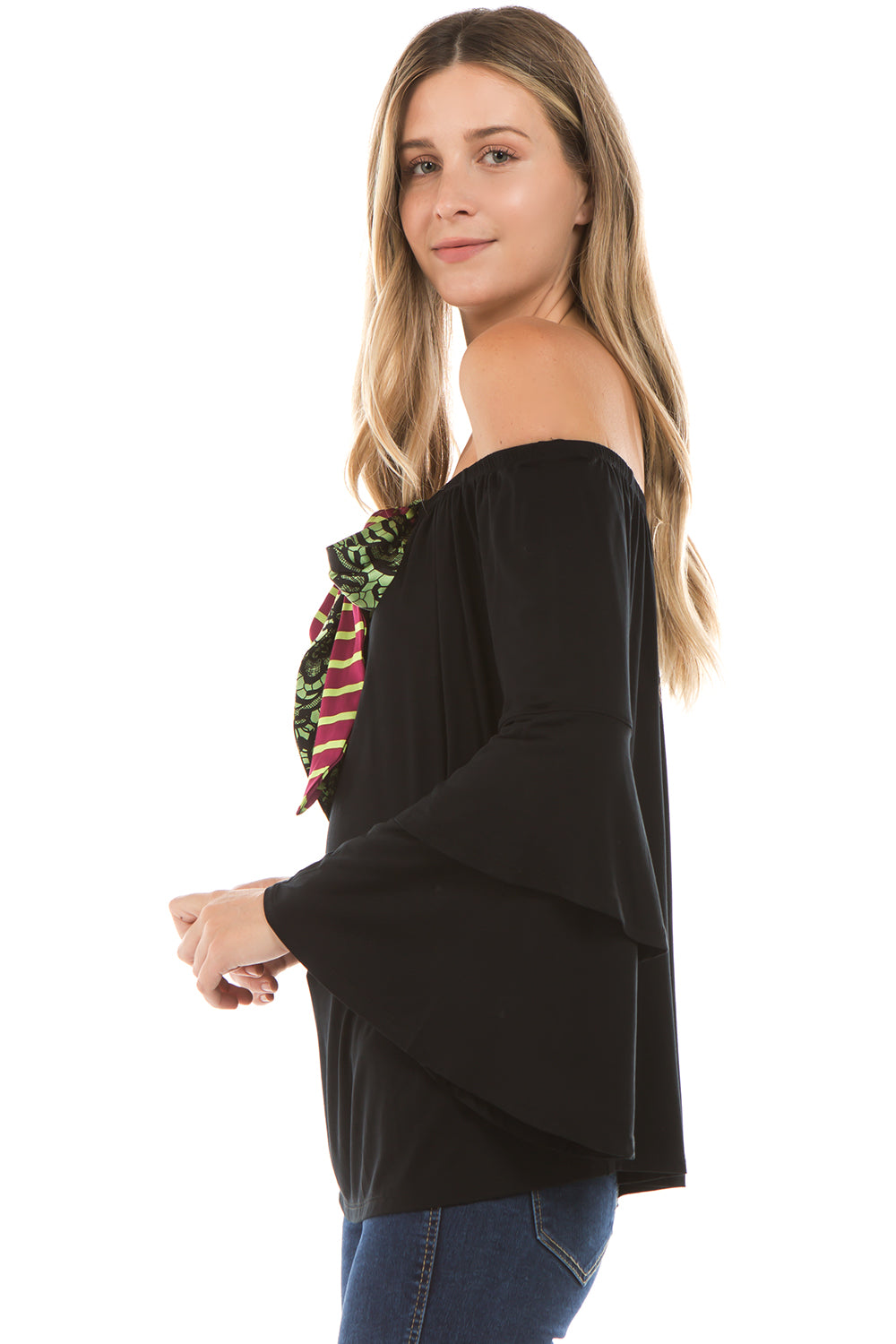 ZELDA BELL SLEEVE TOP (BLACK)- VT2300