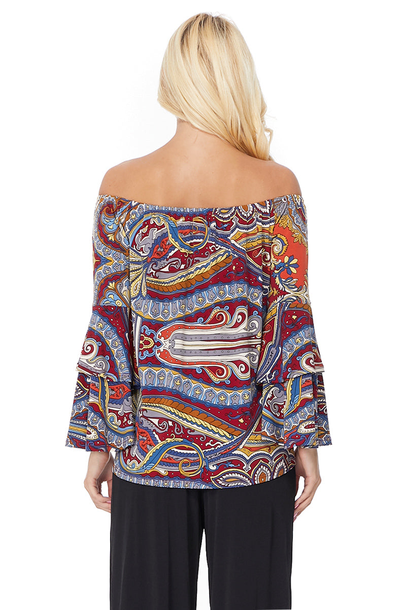 RUBI DOUBLE BELL SLEEVE TOP (MULTI)-VT2300P-RUBI