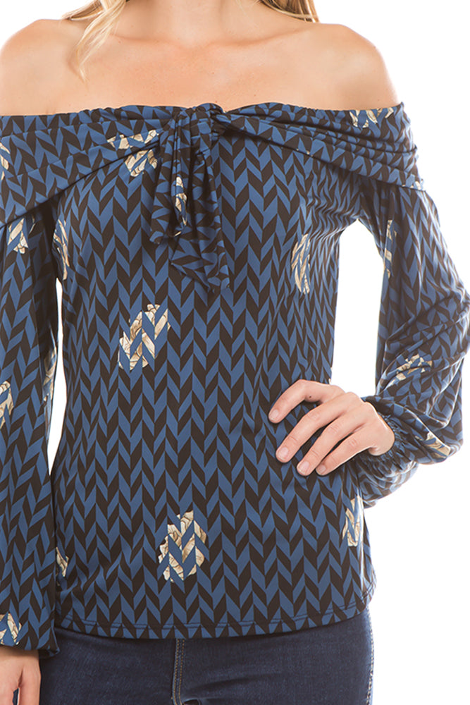 ODETTE OFF SHOULDER TOP (Navy) - VT2327