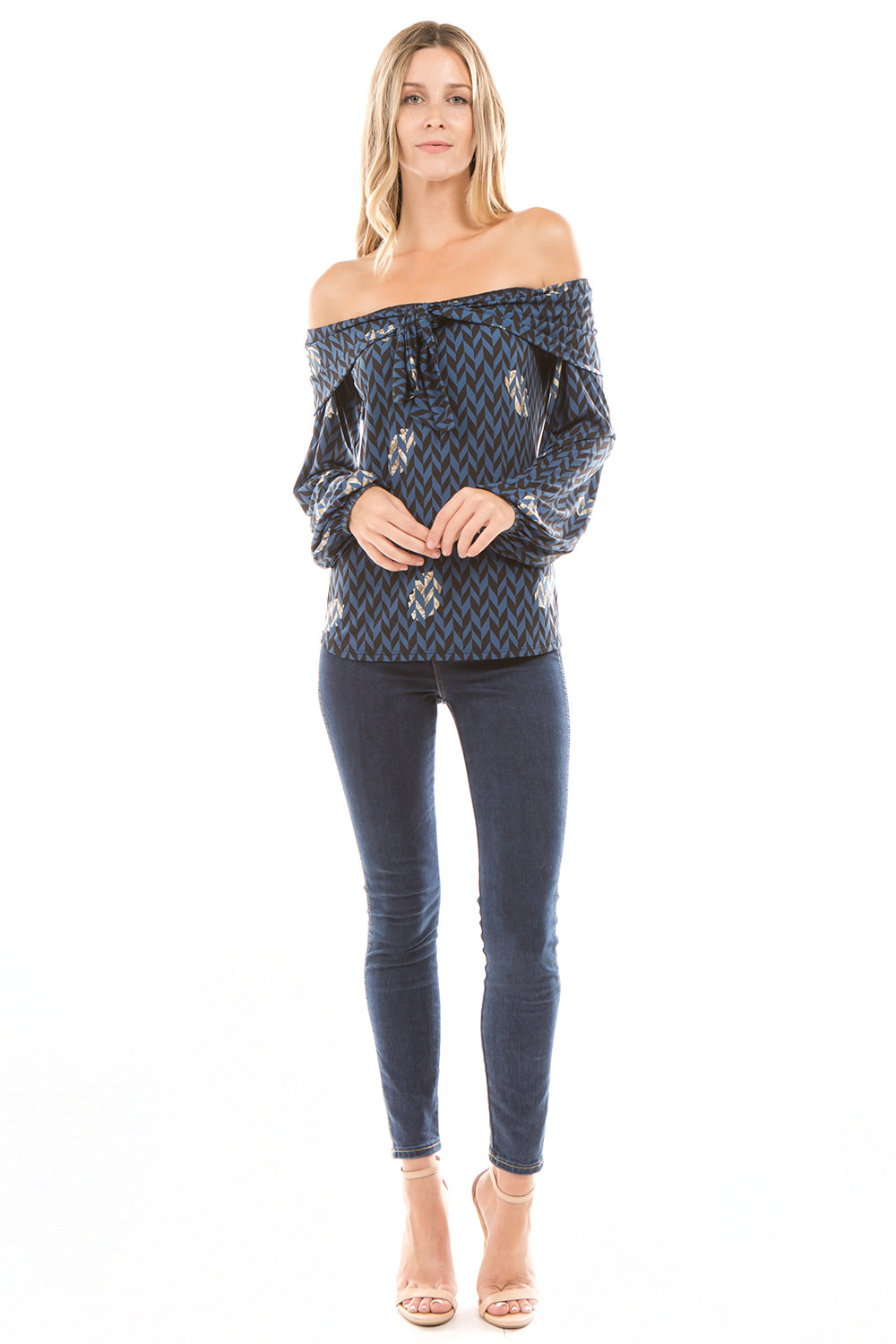 ODETTE OFF SHOULDER TOP (Navy) - VT2327