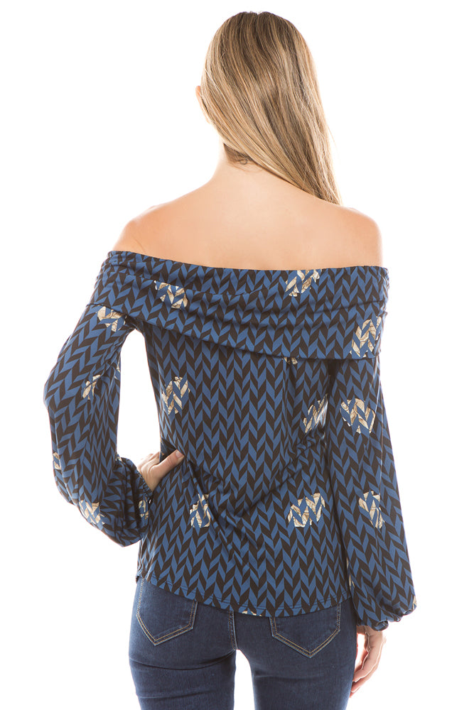 ODETTE OFF SHOULDER TOP (Navy) - VT2327