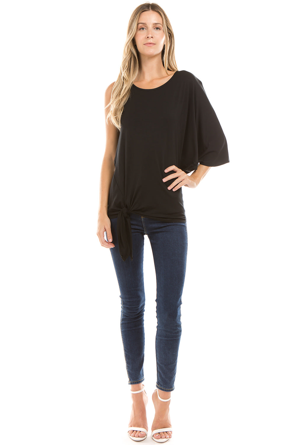 PHOEBE ASYMMETRICAL TOP (Black) - VT2346