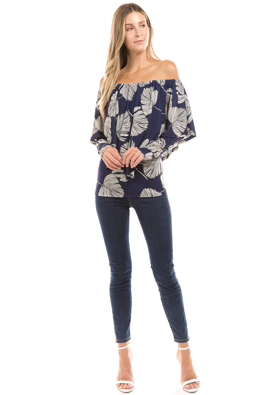 LUCIA CONVERTIBLE LONG SLEEVE TOP (Navy) - VT2359