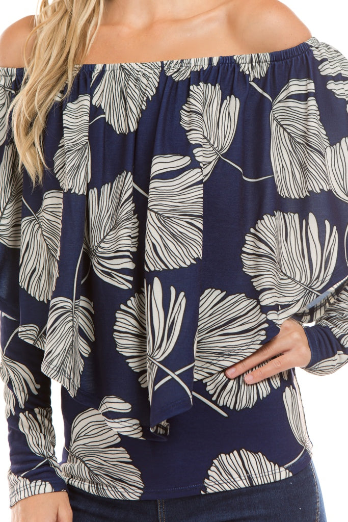 LUCIA CONVERTIBLE LONG SLEEVE TOP (Navy) - VT2359