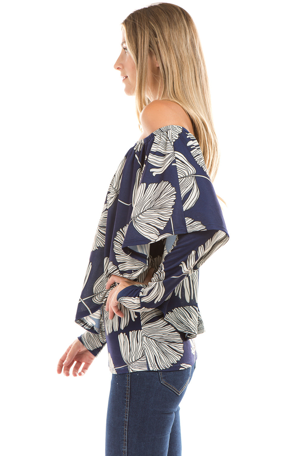 LUCIA CONVERTIBLE LONG SLEEVE TOP (Navy) - VT2359