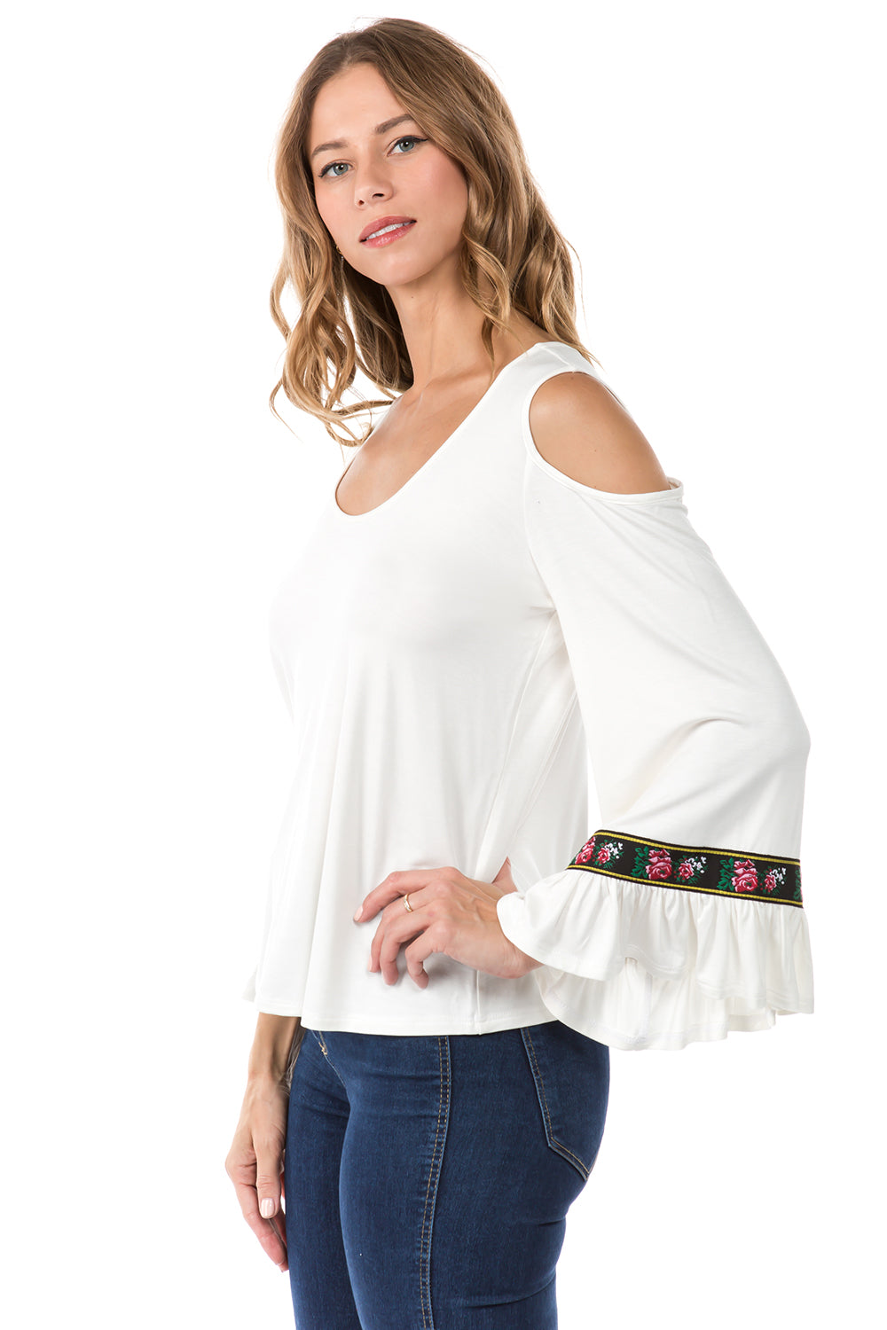CONSTANCE OPEN SHOULDR TOP (IVORY)- VT2399T