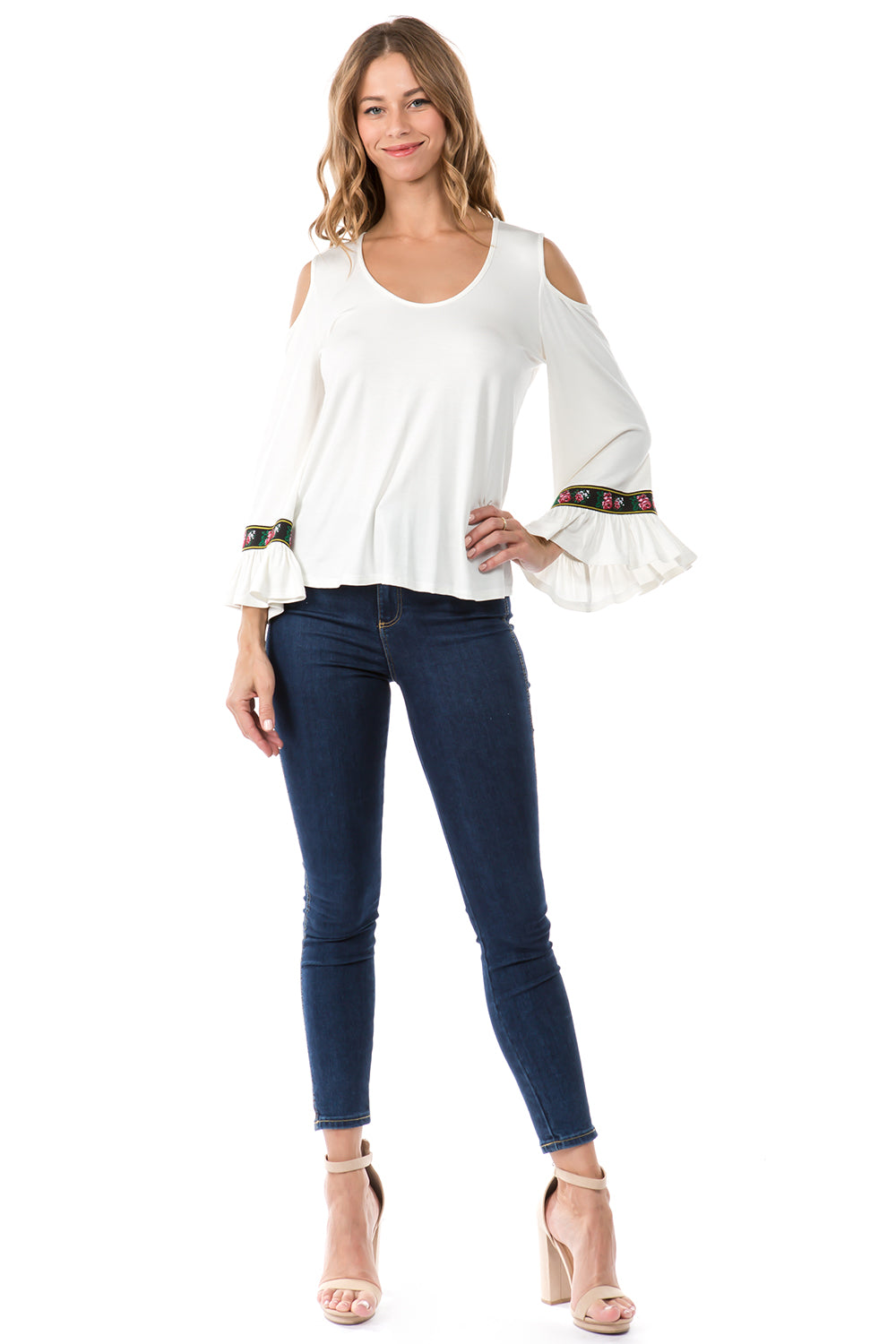 CONSTANCE OPEN SHOULDR TOP (IVORY)- VT2399T