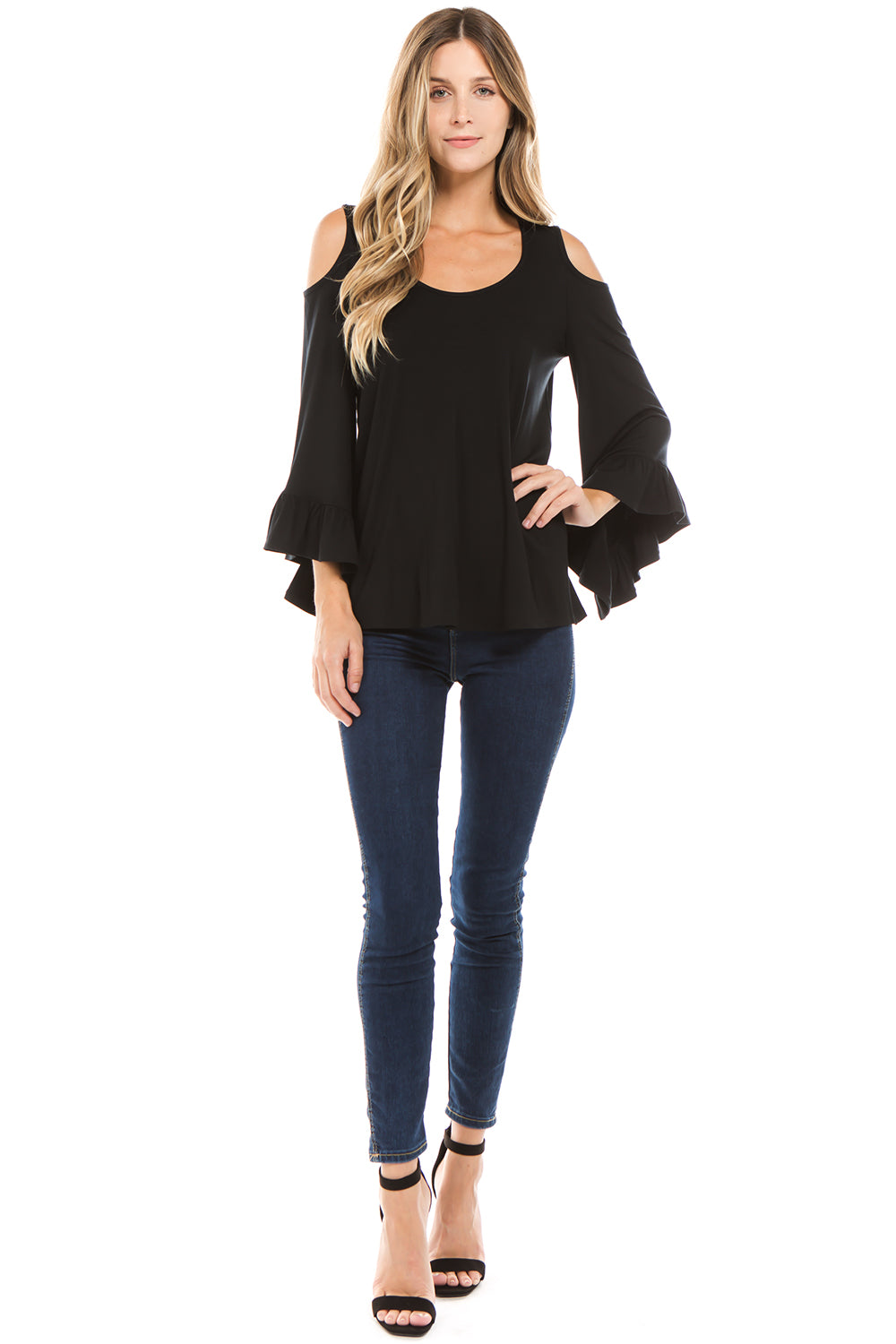 CONSTANCE OPEN SHOULDR TOP (BLACK)- VT2399
