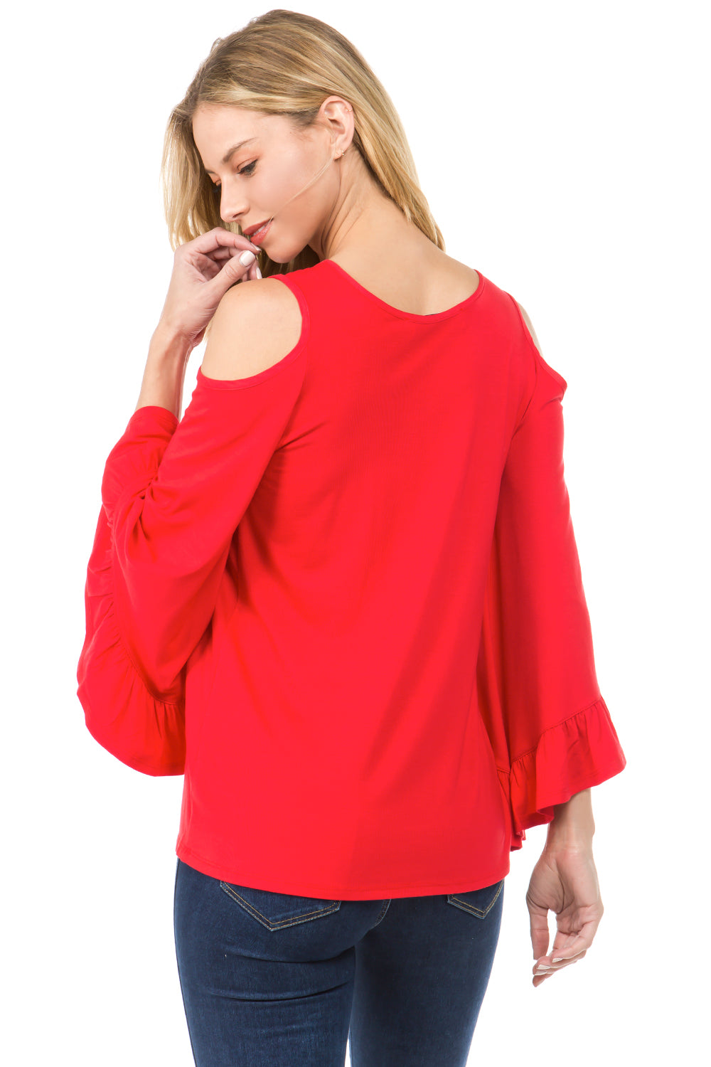 CONSTANCE OPEN SHOULDR TOP (RED)- VT2399
