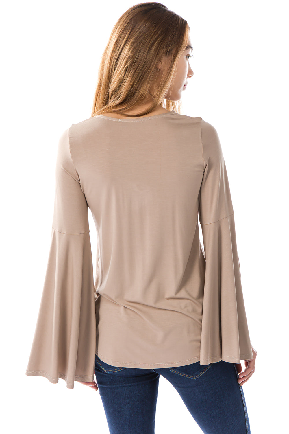 BEYONCE BELL SLEEVE TOP (BEIGE)- VT2404