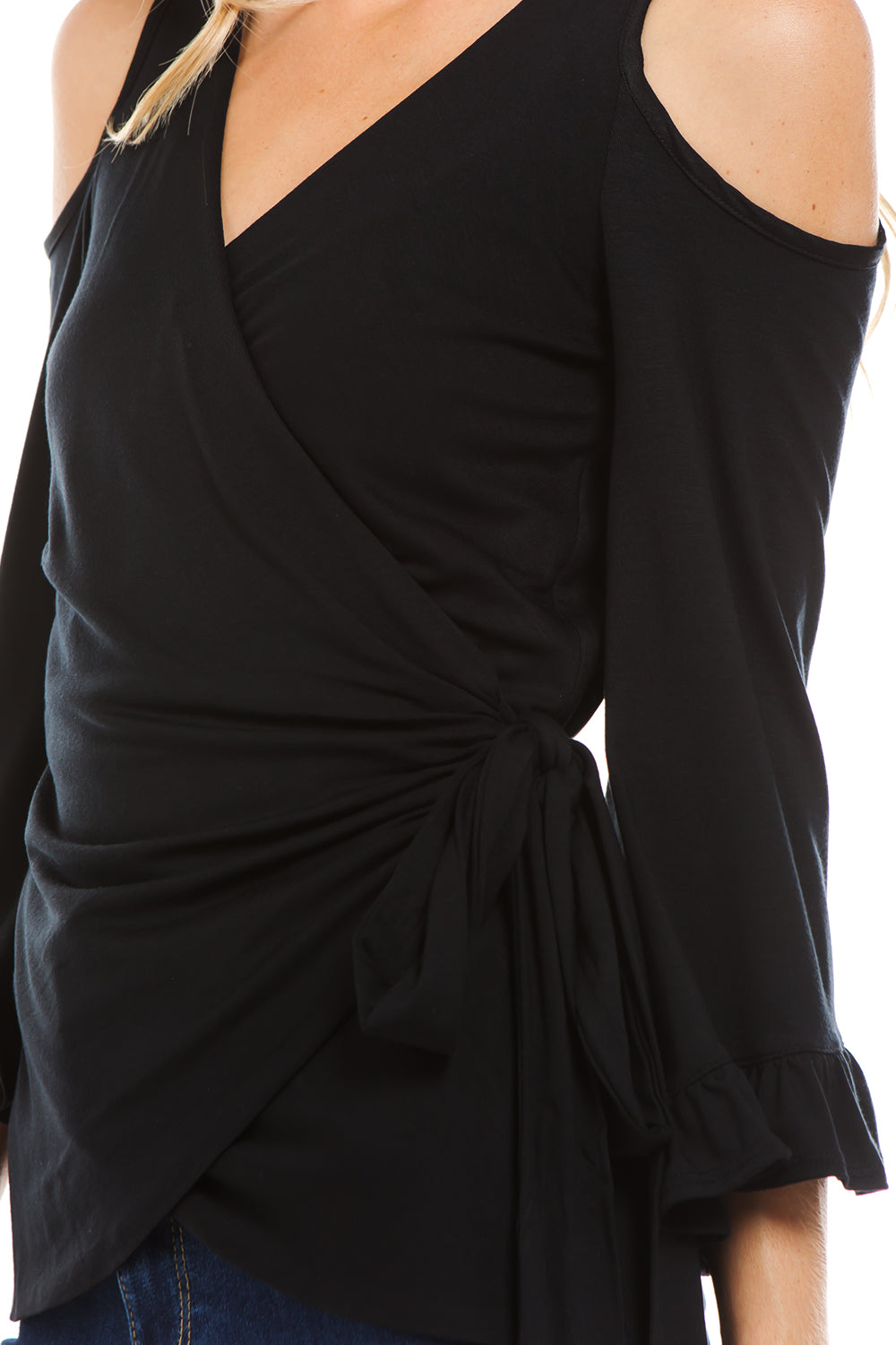 BEYONCE WRAP TOP (BLACK)- VT2406