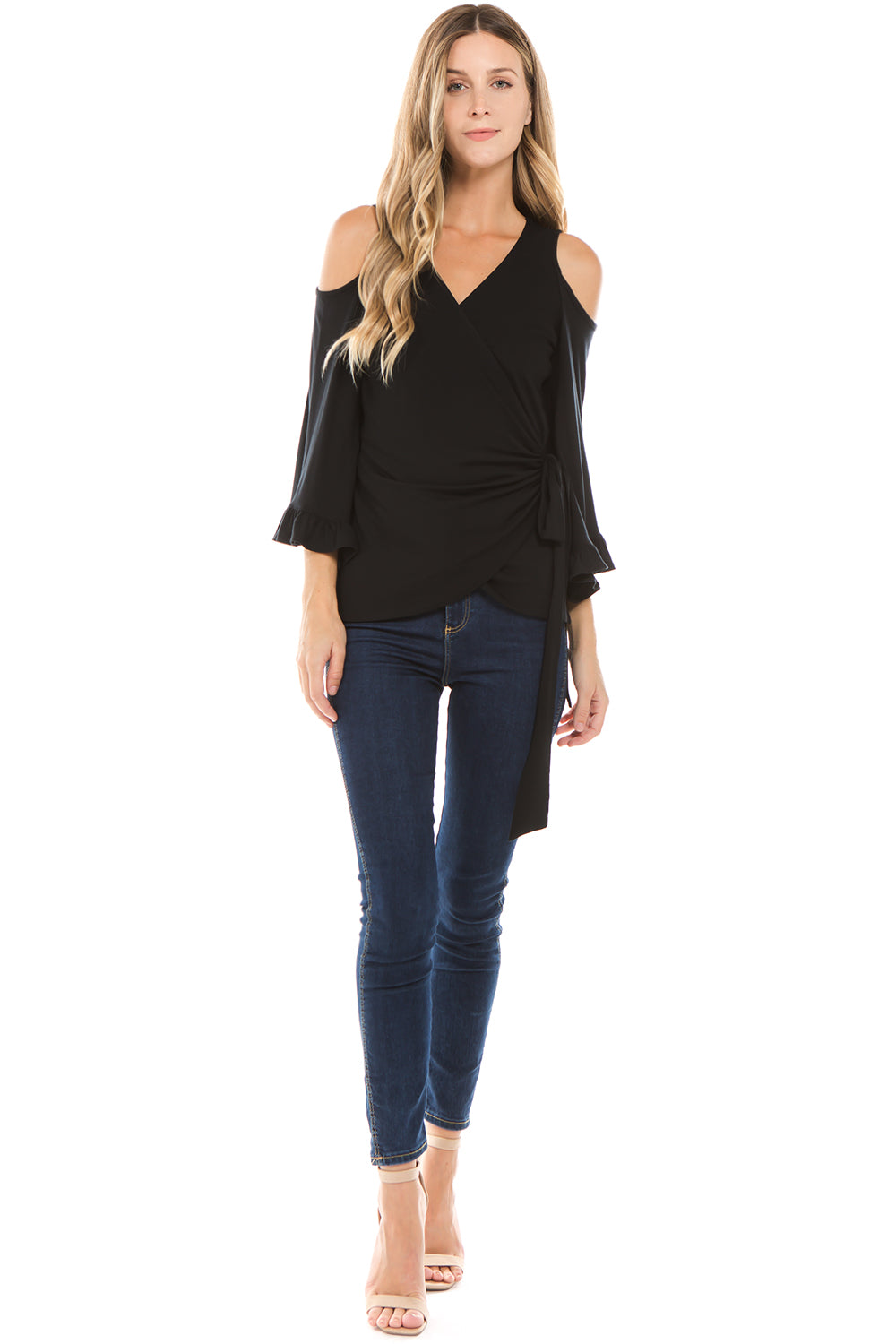 BEYONCE WRAP TOP (BLACK)- VT2406